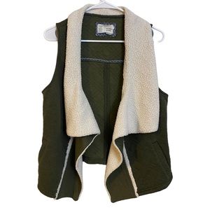 Anthropologie Saturday Sunday Green Sherpa Moto Vest Size Medium